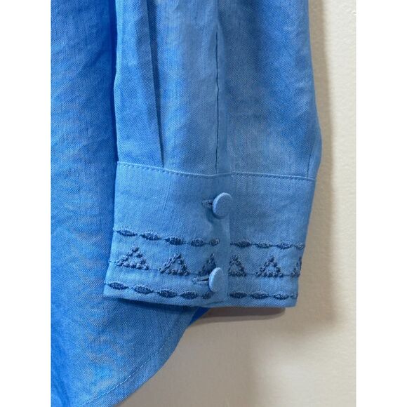 Kobi Halperin Women's Size S Blue Genevieve Embroidered Linen-Blend Blouse NWOT - Picture 6 of 9